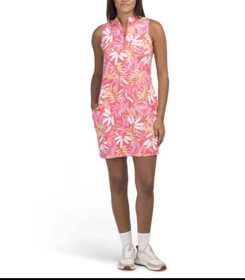 Tommy Bahama Everyday Active Dress Size XS Pink Leaf
